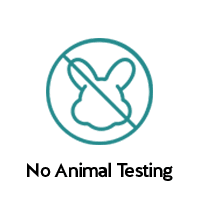 A cross over an animal icon and the text "No Animal Testing"