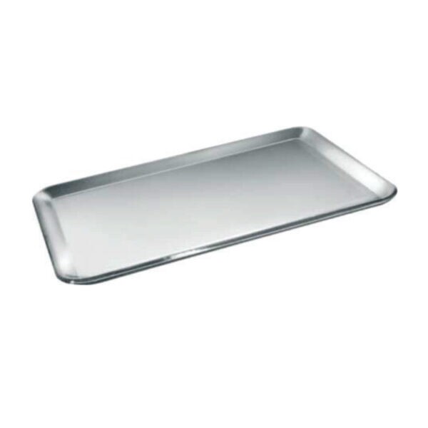 A flat rectangular universal tray